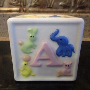 Child's Ceramic Colorful Cube Piggy Bank